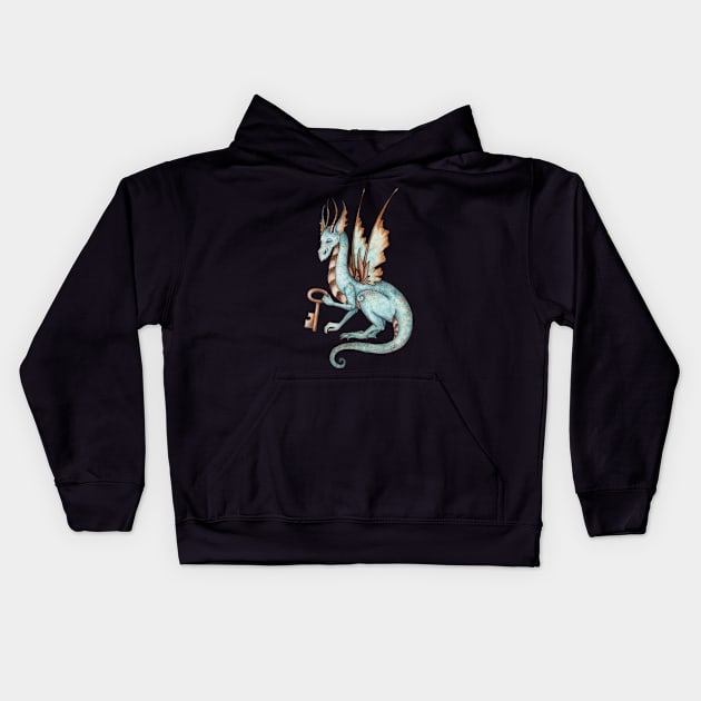 Blue Key Dragon Kids Hoodie by AmyBrownArt